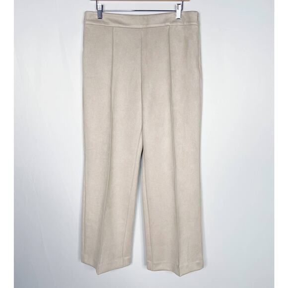 New Ann Taylor 12P Pink Faux Suede Side Zip Straight Leg Pant Trousers Empire - Picture 1 of 12